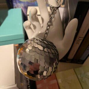Michael Kors Silver Disco Ball Bag Charm 2.5 Inches in Diameter NWOT